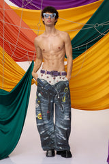 Torque Wear Print Barrel Jeans