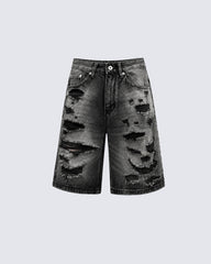 Vintage Distressed Ripped Denim Shorts
