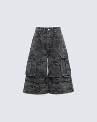 New Camo Layered Cargo Shorts