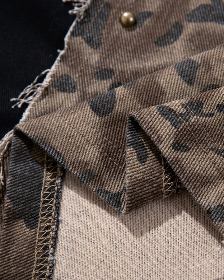Retro Distressed Camo Zip-up Shirt
