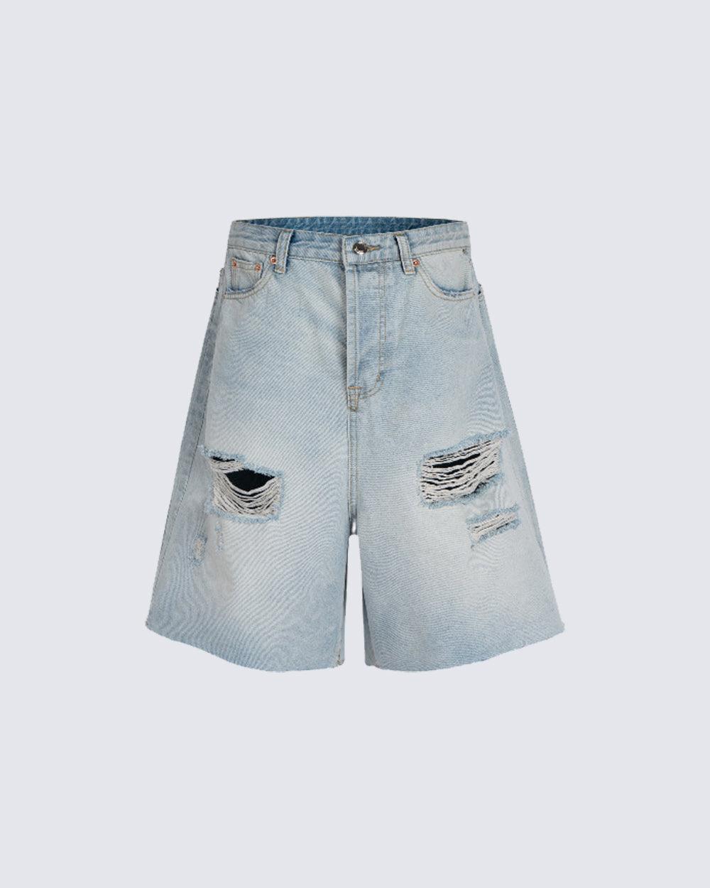 New Light Washed Distressed Denim Shorts