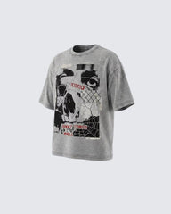 Vintage Washed Skull Graphic Oversized T-Shirt