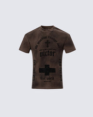 Vintage Fashion Niche Design Distressed T-Shirt