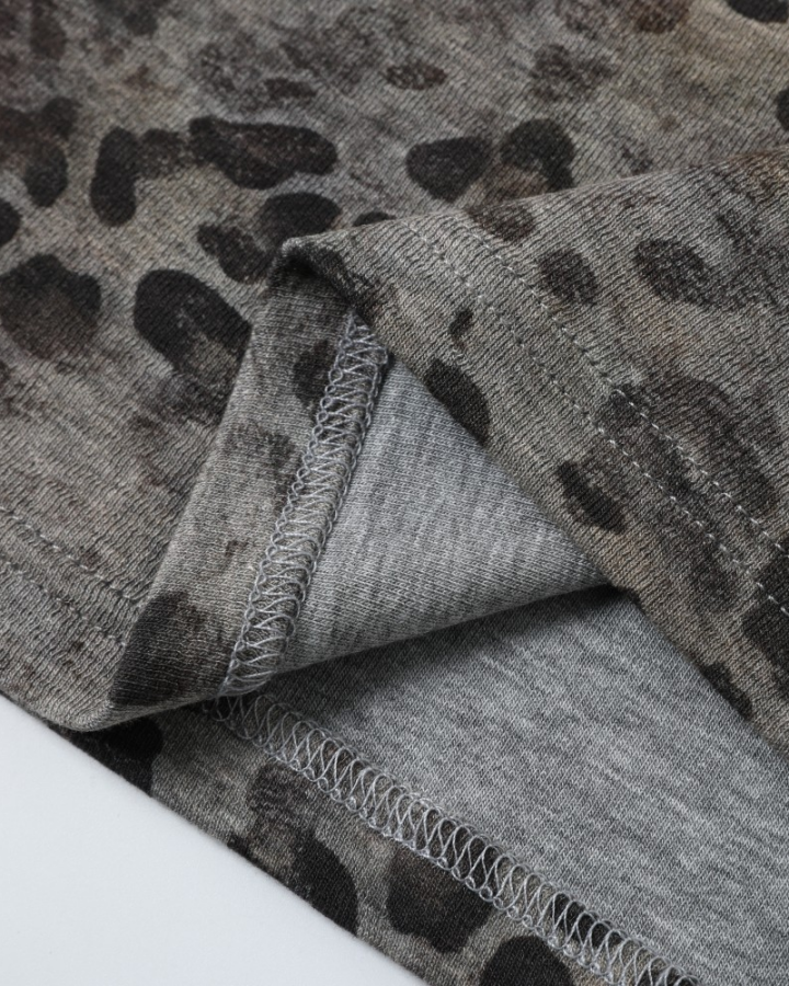 American High Street Style Leopard Print Fashion T-Shirt