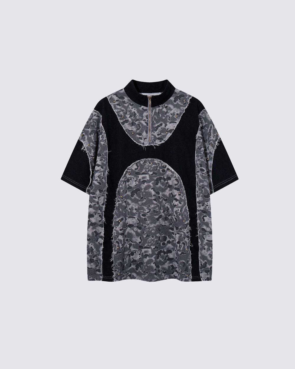 Retro Distressed Camo Zip-up Shirt