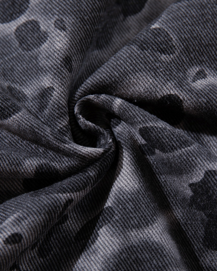 Retro Distressed Camo Zip-up Shirt